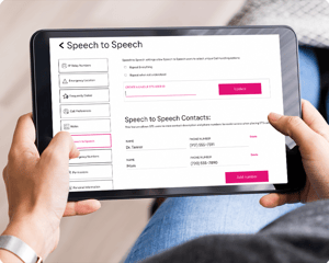 person holding a tablet with an sts profile on the screen